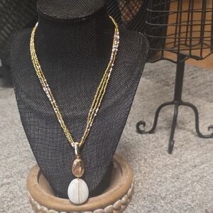 Style & Co. Gold & Ivory Beaded Statement Necklace with Pendant